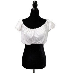 Urban Outfitters White Eyelet Peasant Crop Top, Size Small